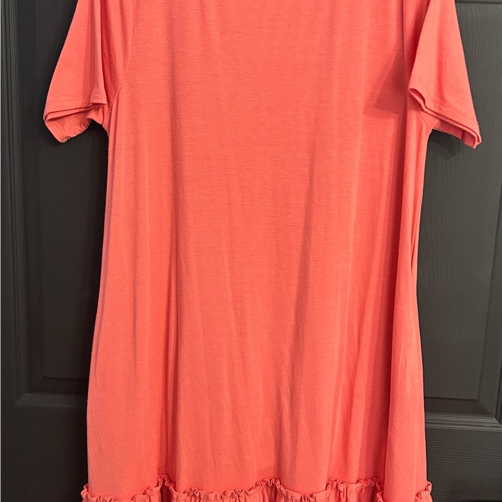 Coral Ruffle Hem Dress